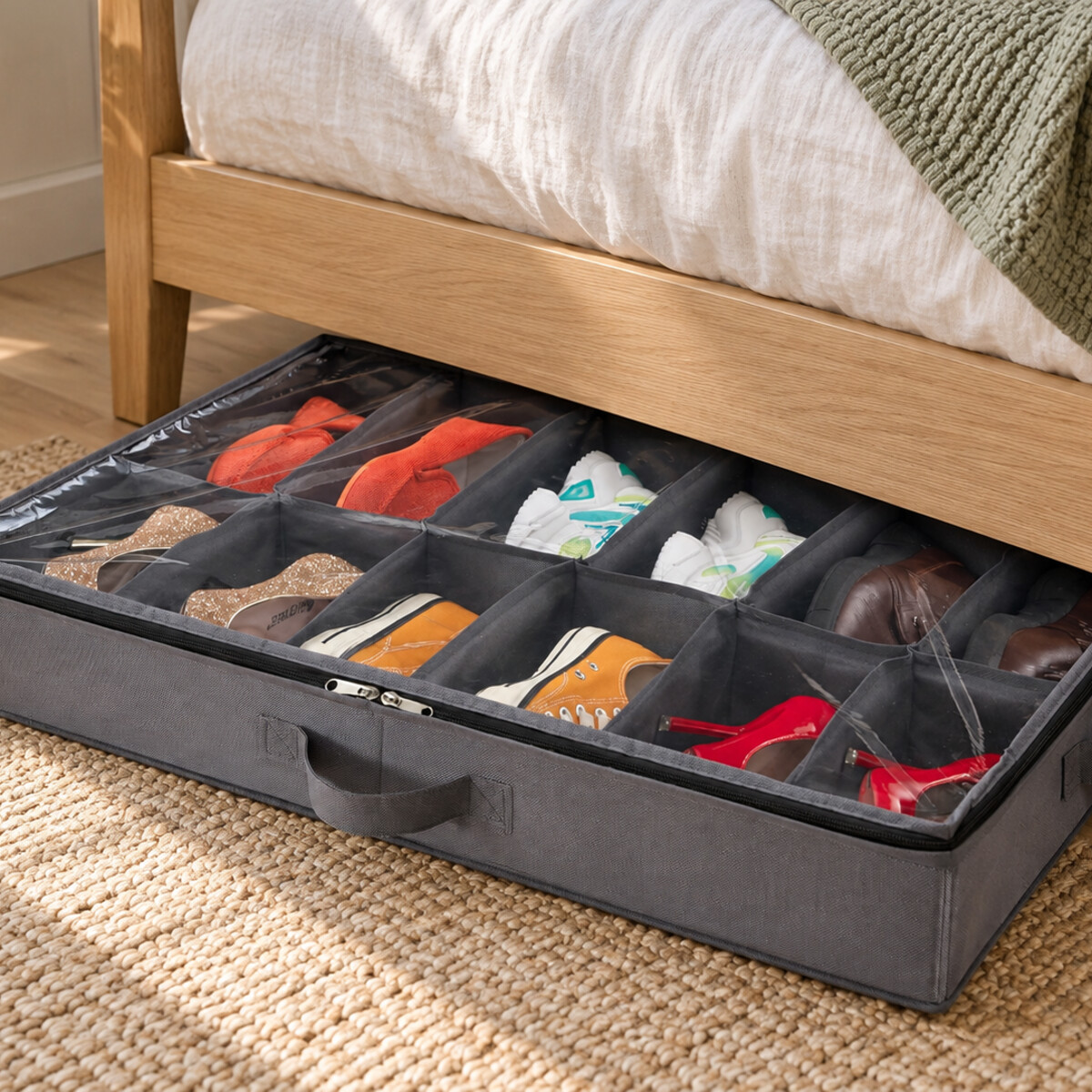 Nooklyne illustration for Turn Under-Bed Space Into Shoe Storage